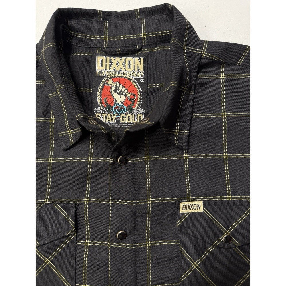 Dixxon Flannel Men's XL Stay Gold Pearl Snap Plaid Long Sleeve